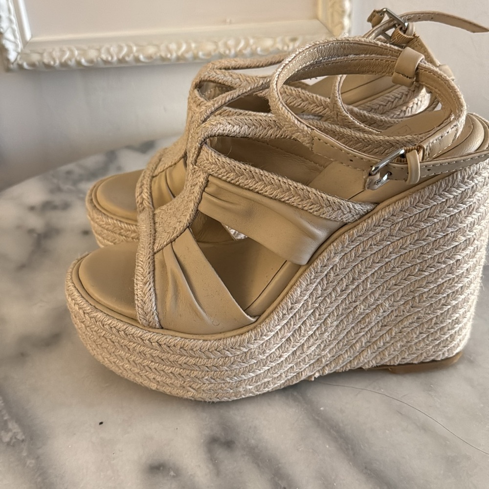 SOLD! Elegant Tan Wedge Sandals